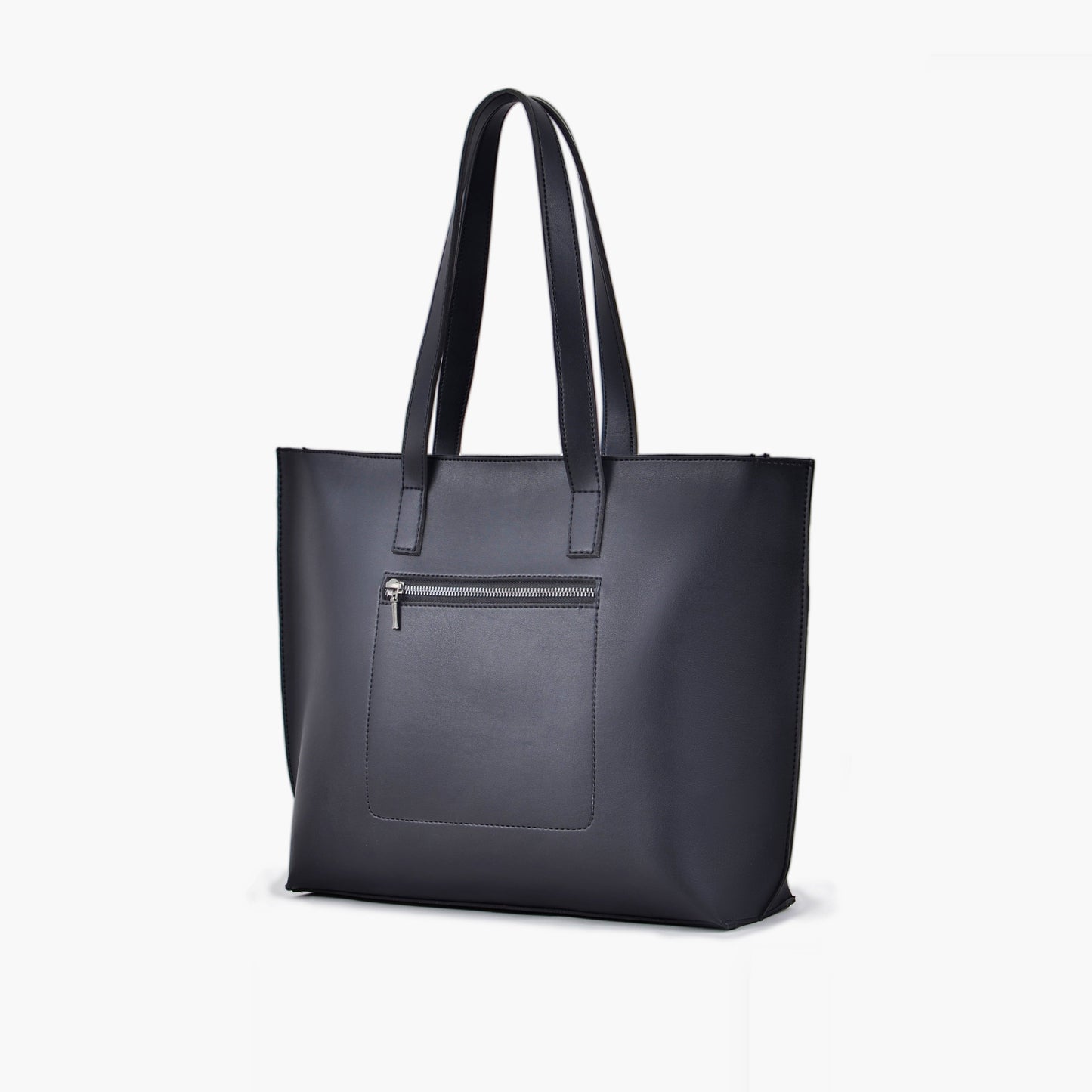 Black long handle tote bag
