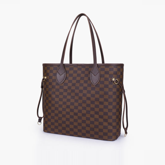 Dark brown checkered neverfull tote bag