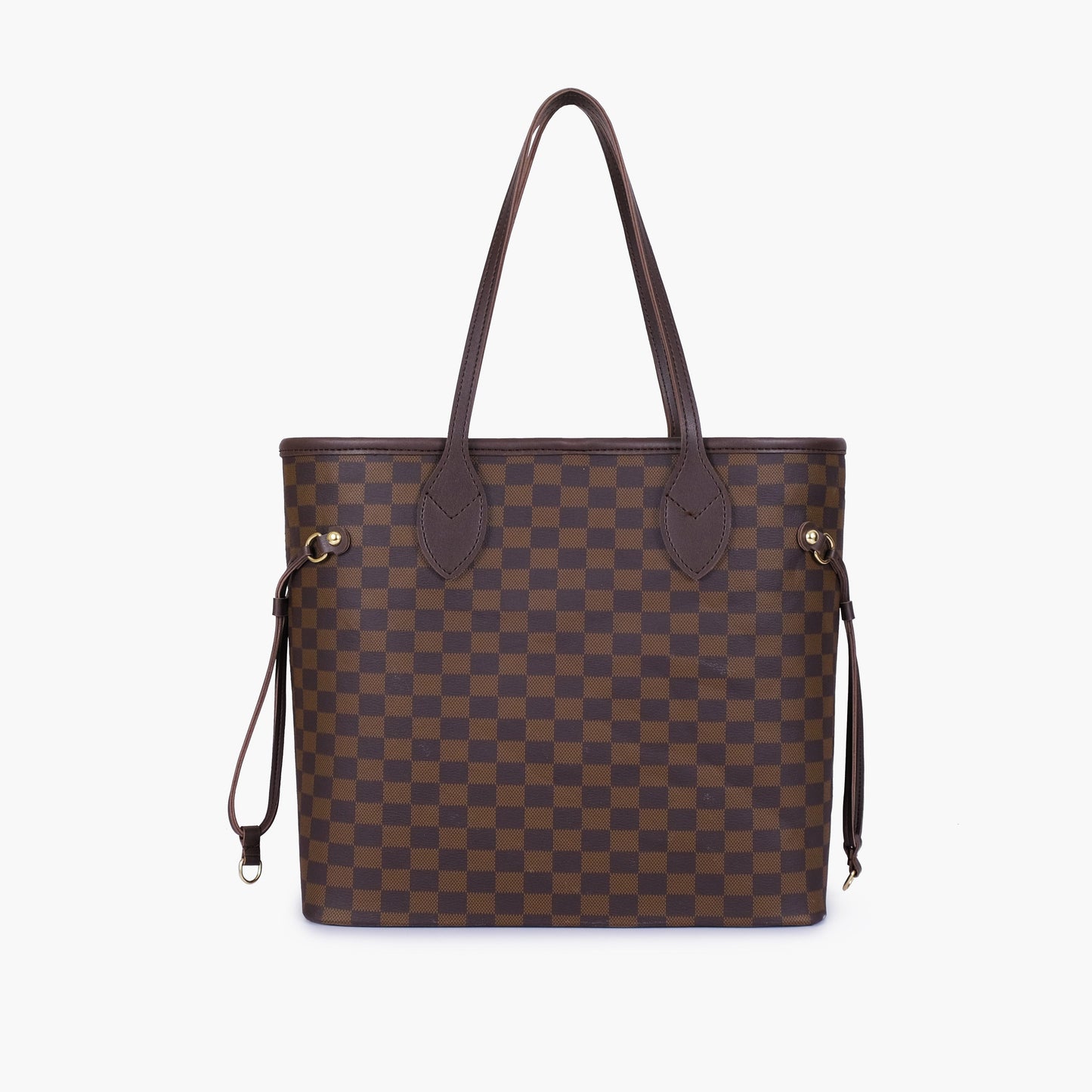 Dark brown checkered neverfull tote bag